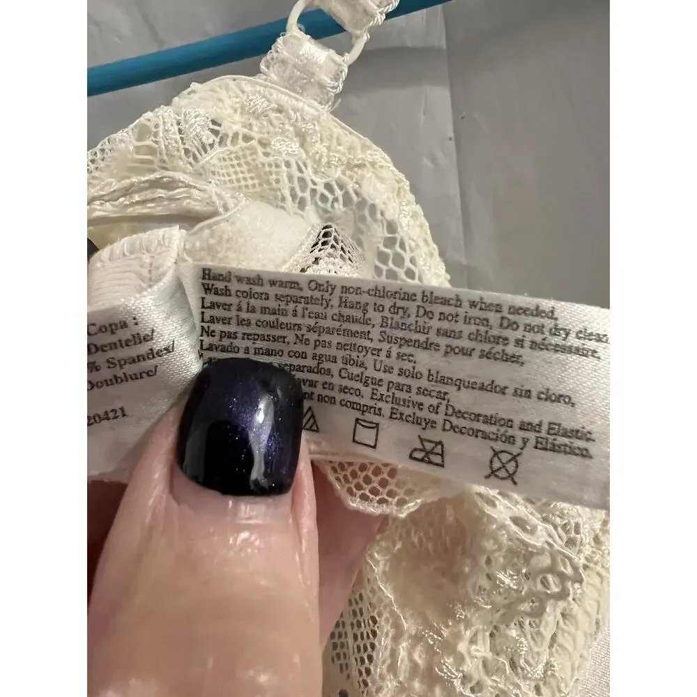 Wacoal White Lace Trim Padded Underwire Bra Sz 34d - Picture 5 of 5